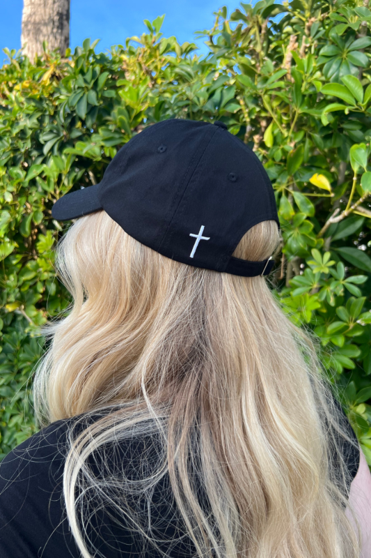 Woman of God Embroidered Hat in Black