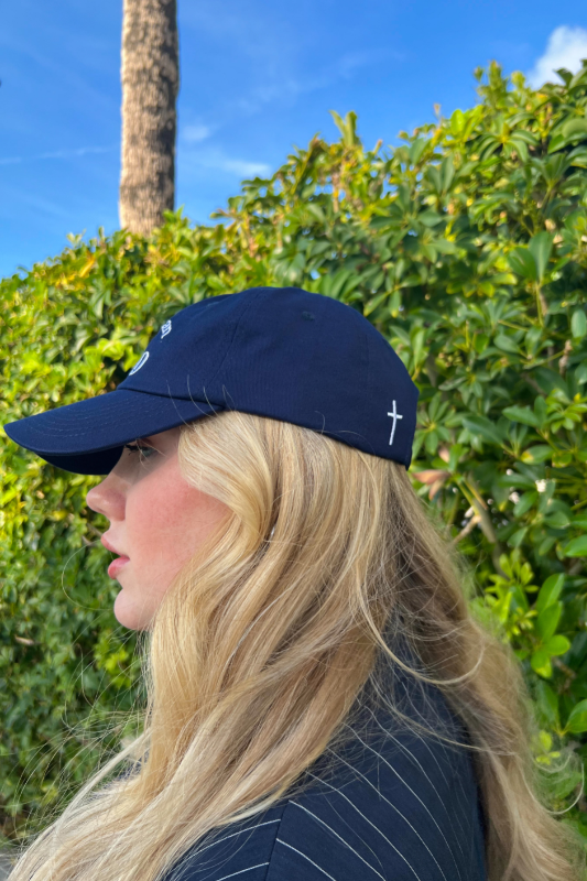 Woman of God Embroidered Hat in Navy Blue